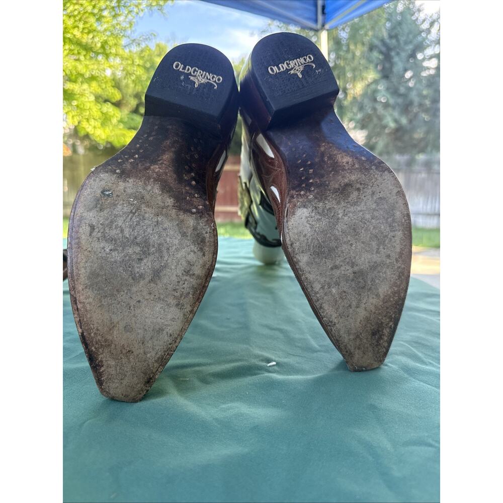 Old Gringo Brown White Leather Cowboy Boots Women’s 7.5B Handmade Western - Picture 8 of 13